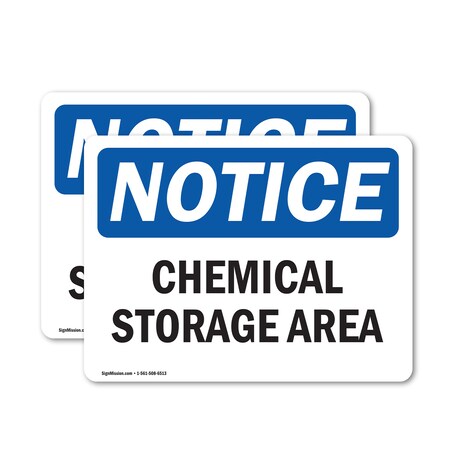 Signmission Chemical Storage Area OSHA Notice Sign, Vinyl Decal, 14in W x 10in L, 2PK OS-2PACK-NS-D-1014-L-10569